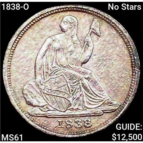 1838-O No Stars Seated Liberty Half Dime UNCIRCULATED