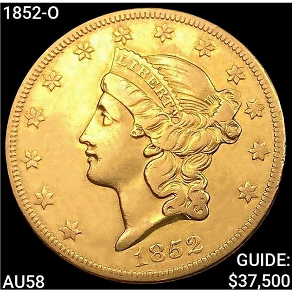 1852-O $20 Gold Double Eagle CHOICE AU