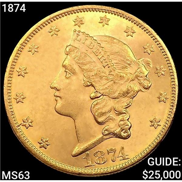 1874 $20 Gold Double Eagle CHOICE BU