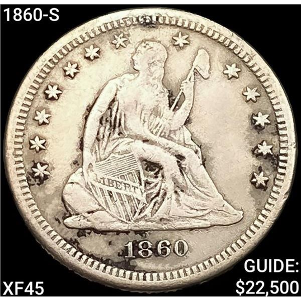 1860-S Seated Liberty Quarter NEARLY UNCIRCULATED