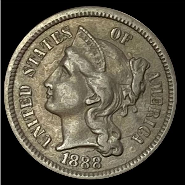 1888 Nickel Three-Cent Piece NEARLY UNCIRCULATED