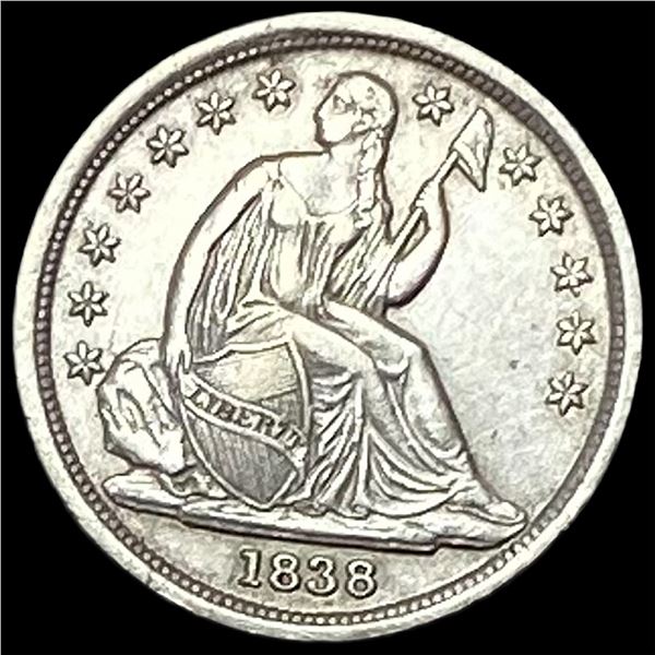1838 Silver Seated Liberty Dime CHOICE AU