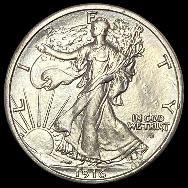 1916-D Walking Liberty Half Dollar CHOICE AU