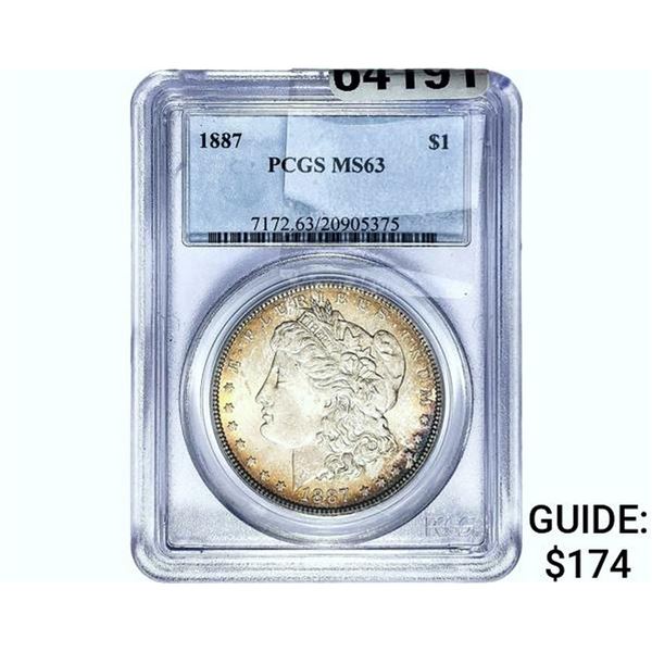 1887 Morgan Silver Dollar PCGS MS63