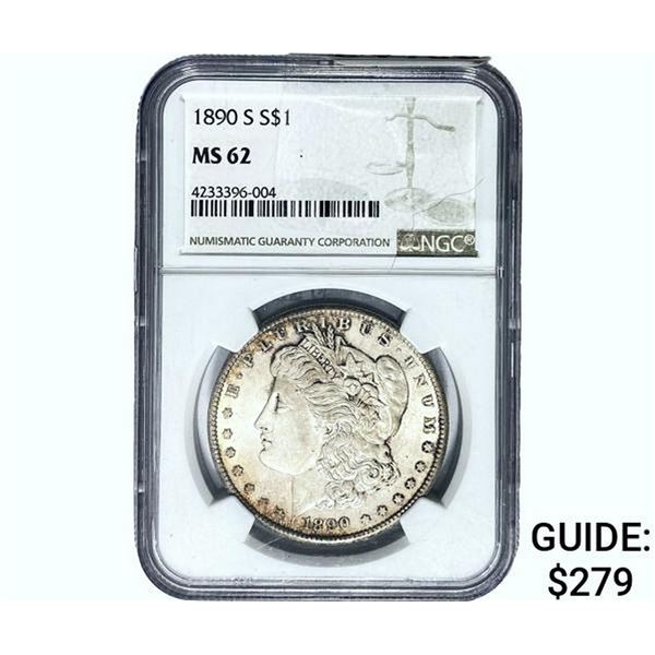 1890-S Morgan Silver Dollar NGC MS62