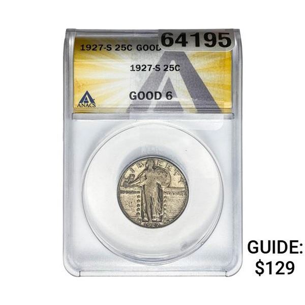 1927-S Standing Liberty Quarter ANACS GOOD6