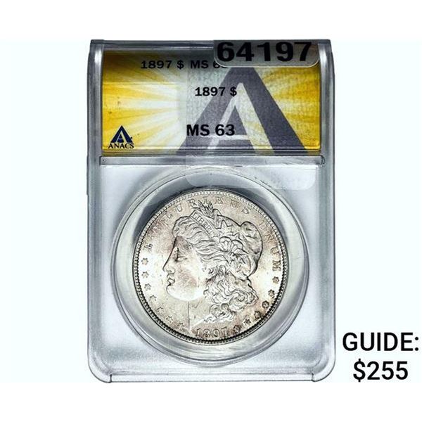 1897 Morgan Silver Dollar ANACS MS63