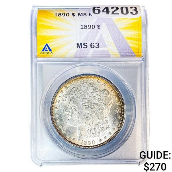 1890 Morgan Silver Dollar ANACS MS63