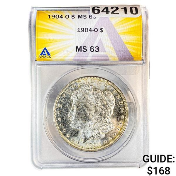 1904-O Morgan Silver Dollar ANACS MS63