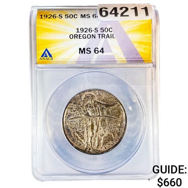 1926 Oregon Trail Half Dollar ANACS MS64