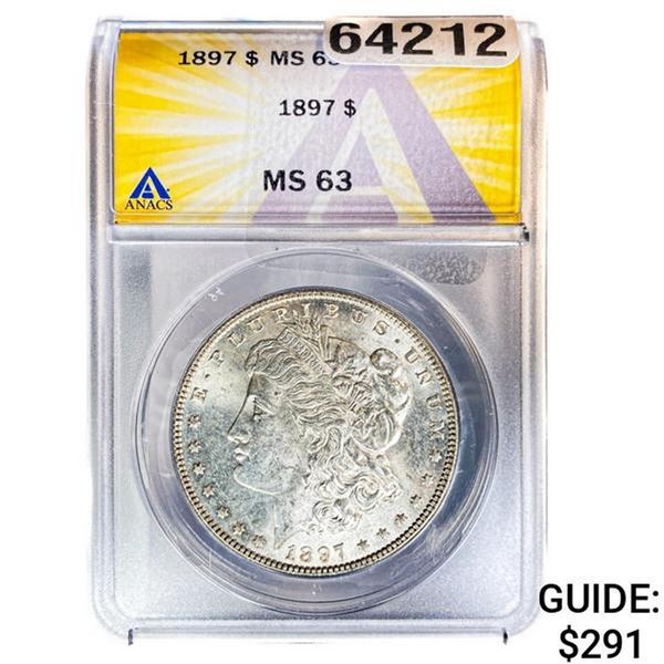 1897 Morgan Silver Dollar ANACS MS63