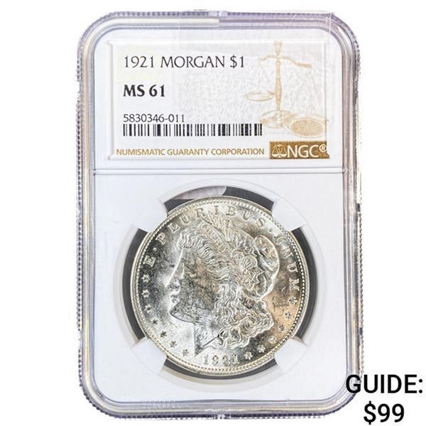 1921 Morgan Silver Dollar NGC MS61