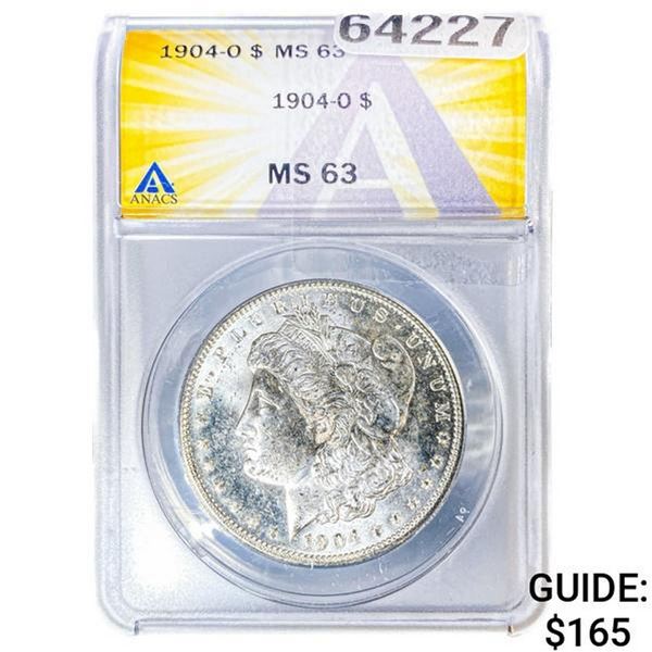 1904-O Morgan Silver Dollar ANACS MS63