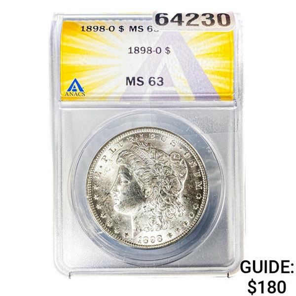 1898-O Morgan Silver Dollar ANACS MS63