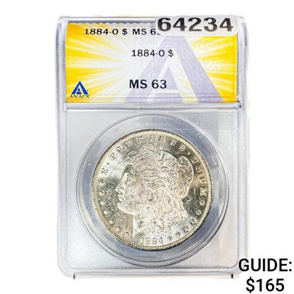 1884-O Morgan Silver Dollar ANACS MS63