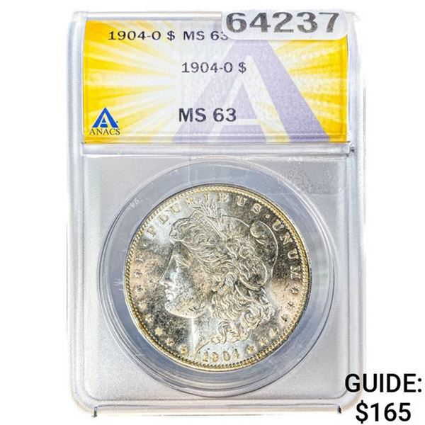 1904-O Morgan Silver Dollar ANACS MS63