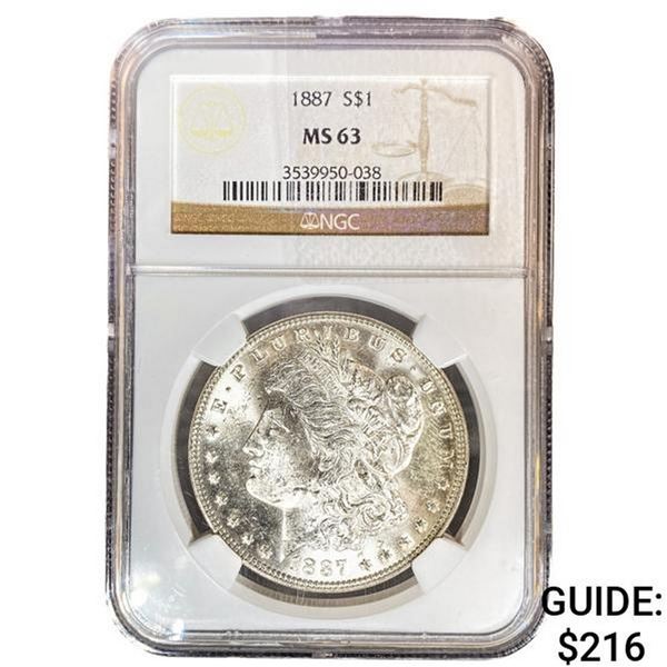 1887 Morgan Silver Dollar NGC MS63