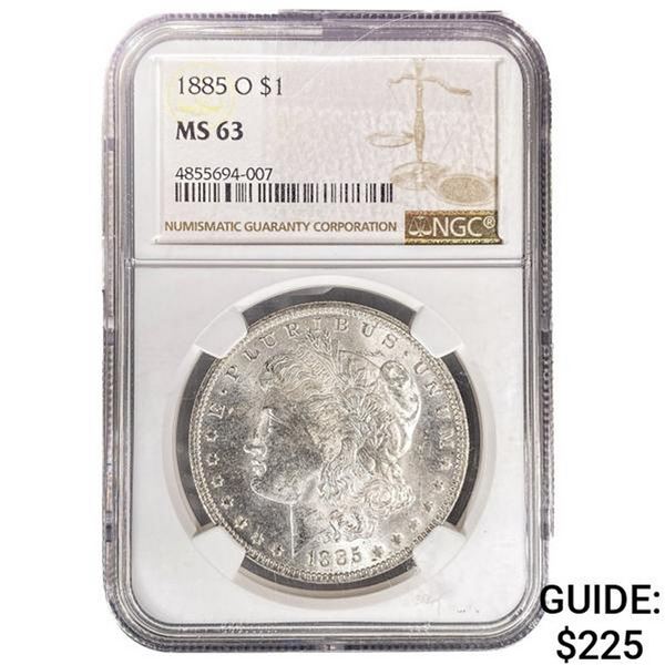 1885-O Morgan Silver Dollar NGC MS63