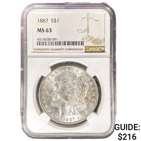 1887 Morgan Silver Dollar NGC MS63