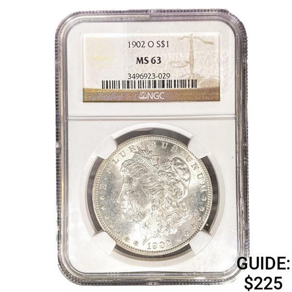 1902-O Morgan Silver Dollar NGC MS63