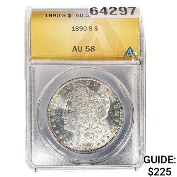 1890-S Morgan Silver Dollar ANACS AU58