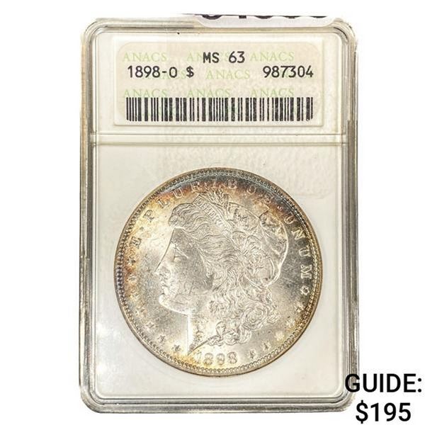 1898-O Morgan Silver Dollar ANACS MS63