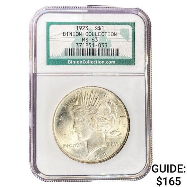 1923 Silver Peace Dollar NGC MS63