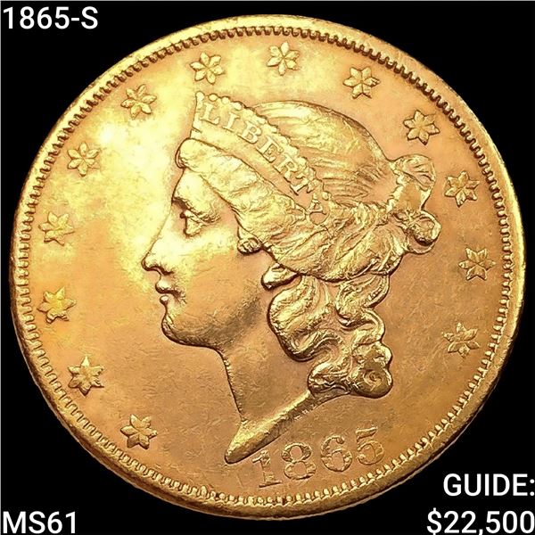 1865-S $20 Gold Double Eagle UNCIRCULATED