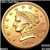 1861 Civil War $2.50 Gold Quarter Eagle CHOICE BU