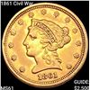 1861 Civil War $2.50 Gold Quarter Eagle UNCIRCULATED