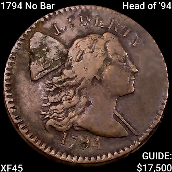1794 No Bar Head of '94 Liberty Cap Large Cent NEARLY UNCIRCULATED