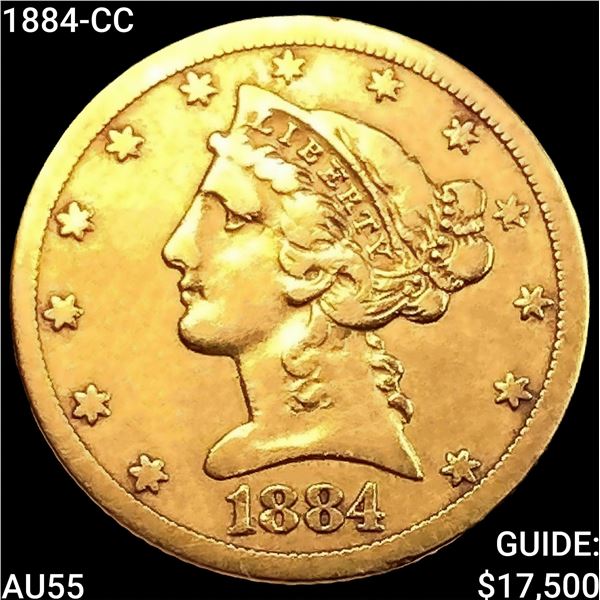 1884-CC $5 Gold Half Eagle HIGH GRADE