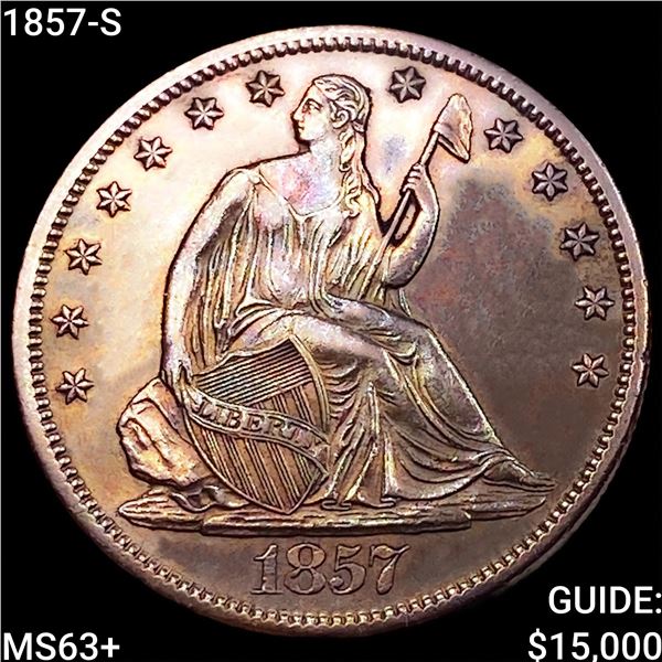 1857-S Seated Liberty Half Dollar CHOICE BU+