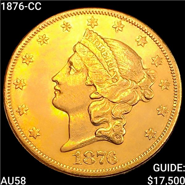1876-CC $20 Gold Double Eagle CHOICE AU