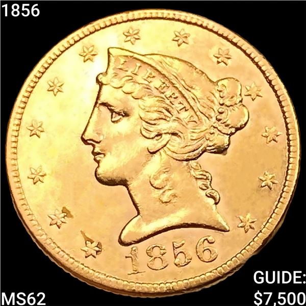 1856 $5 Gold Half Eagle UNCIRCULATED