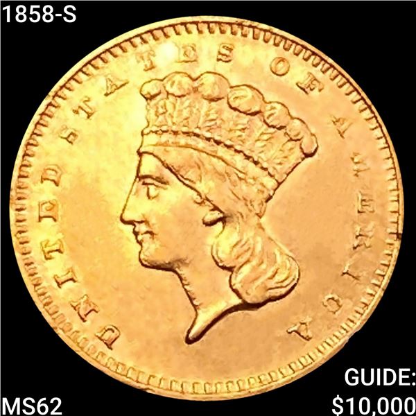 1858-S Rare Gold Dollar UNCIRCULATED