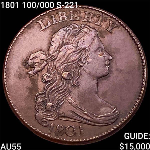 1801 100/000 S-221 Draped Bust Large Cent HIGH GRADE