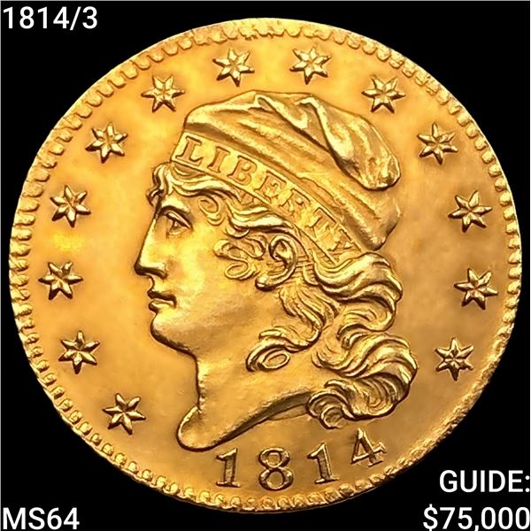 1814/3 $5 Gold Half Eagle CHOICE BU