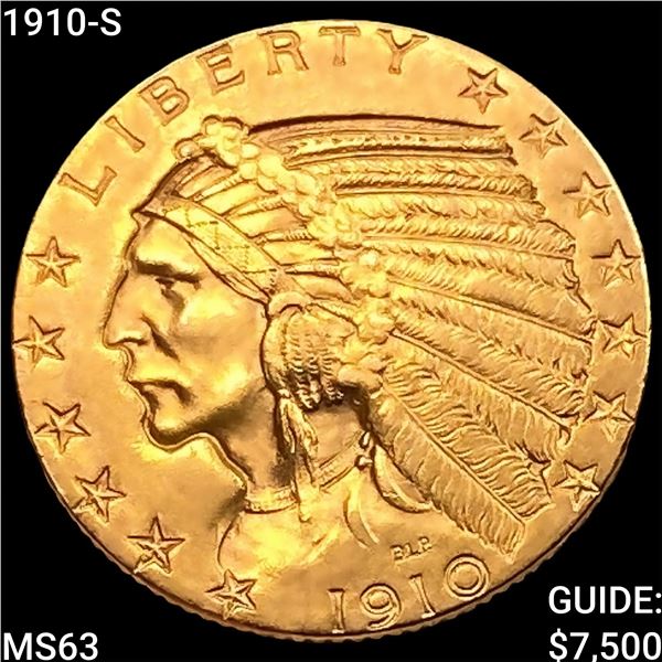 1910-S $5 Gold Half Eagle CHOICE BU