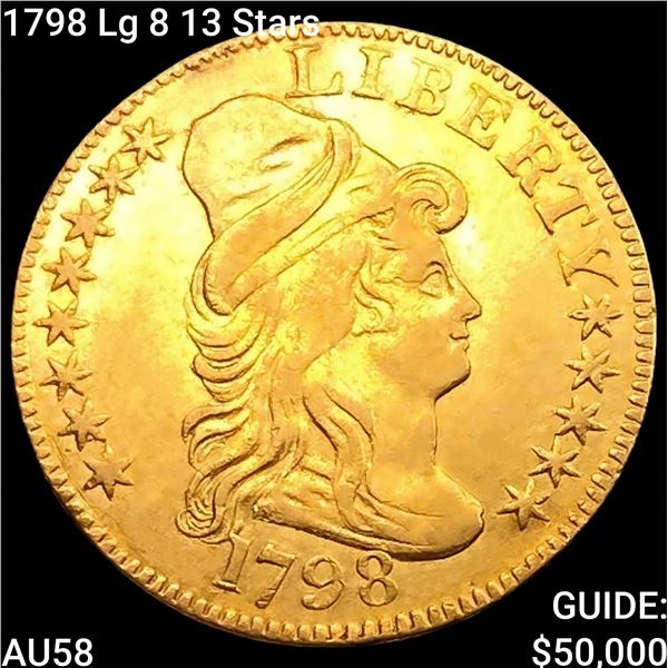 1798 Lg 8 13 Stars $5 Gold Half Eagle CHOICE AU