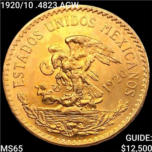 1920/10 .4823 AGW Mexico 20 Pesos GEM BU