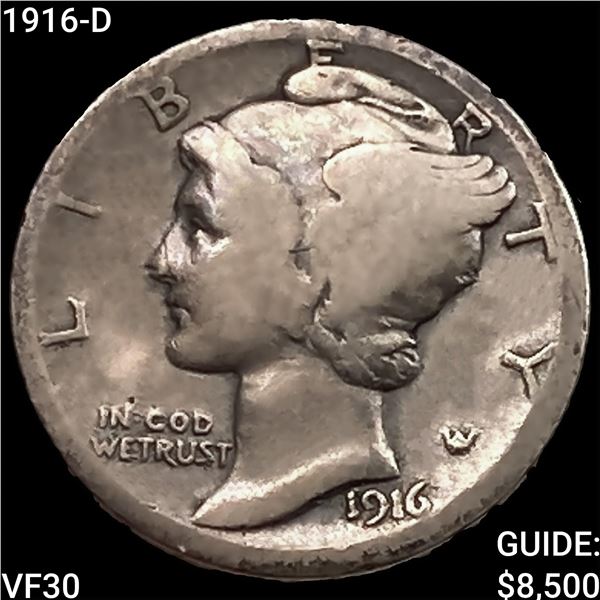 1916-D Mercury Dime LIGHTLY CIRCULATED