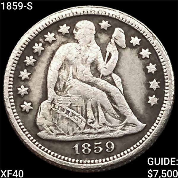 1859-S Seated Liberty Dime NEARLY UNCIRCULATED
