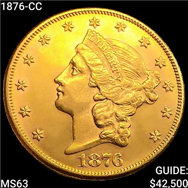 1876-CC $20 Gold Double Eagle CHOICE BU