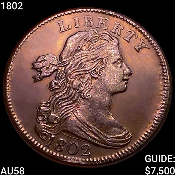 1802 Draped Bust Large Cent CHOICE AU