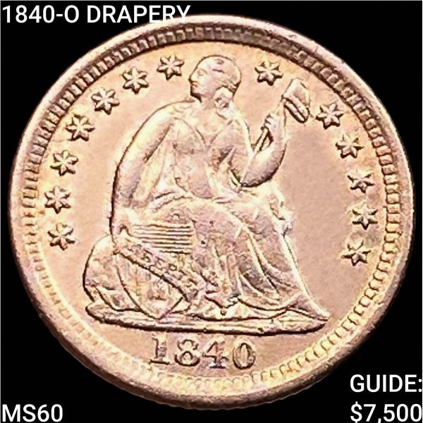 1840-O DRAPERY Seated Liberty Half Dime UNCIRCULATED