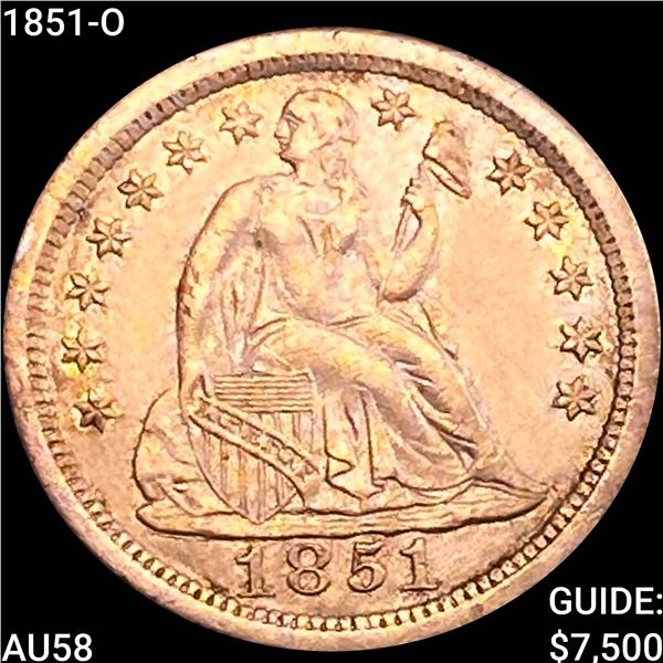 1851-O Seated Liberty Dime CHOICE AU