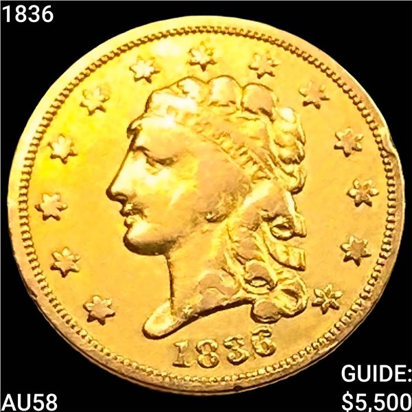 1836 $2.50 Gold Quarter Eagle CHOICE AU