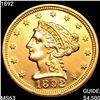 Image 1 : 1892 $2.50 Gold Quarter Eagle CHOICE BU