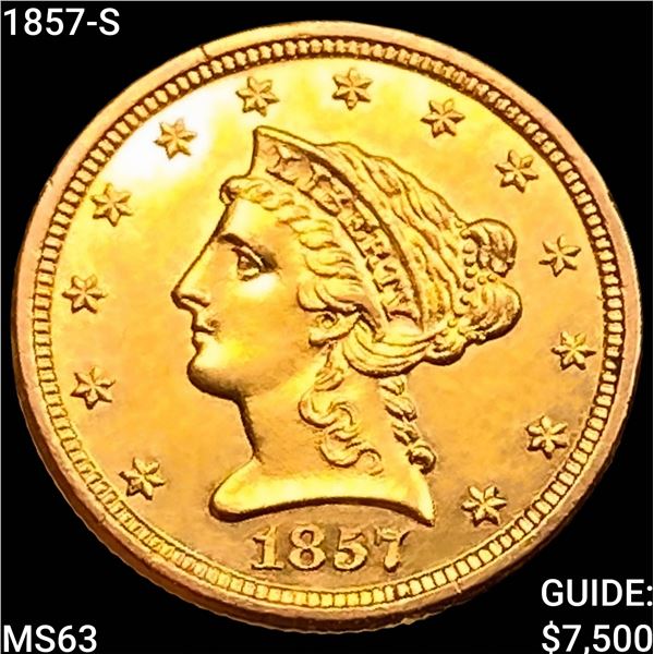 1857-S $2.50 Gold Quarter Eagle CHOICE BU